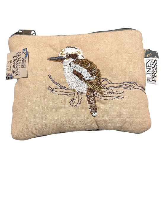 The Linen Press Handbags - THE LINEN PRESS Kookaburra Makeup Bag Cottagecore Nature | Organic Cotton